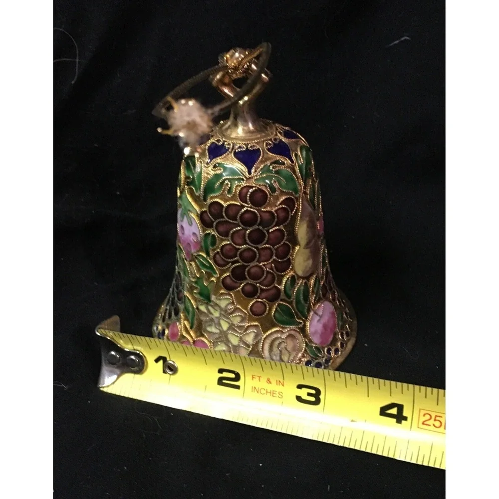 Cloisonne Bell Christmas Ornament Fruit Grapes Cherries Design 3